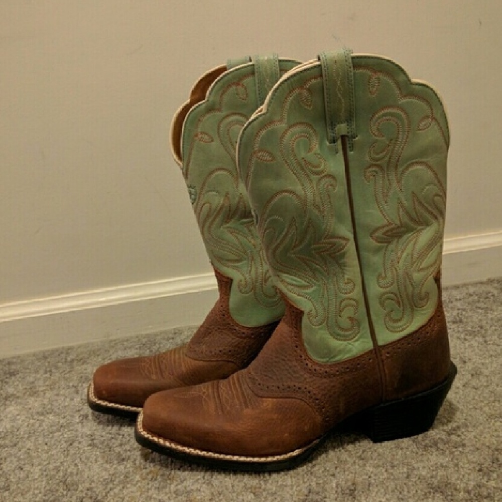 Ariat Turquoise and Brown Boots